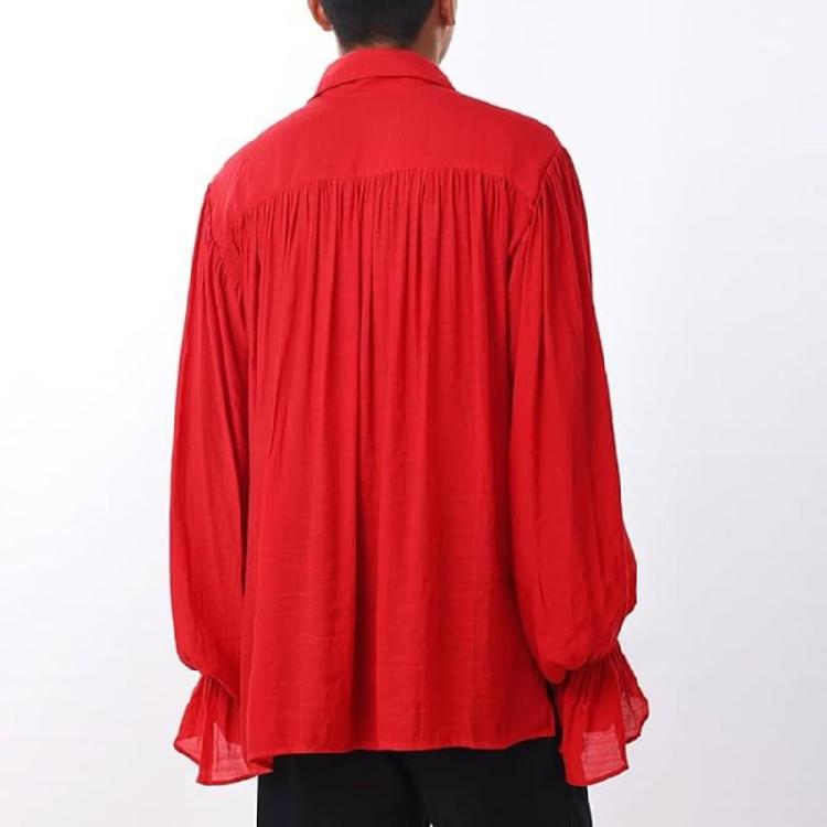 Vikingly Style Halloween Shirt Steampunks Gothic Blouse With Ruffled Sleeves Design For Men’s Costume