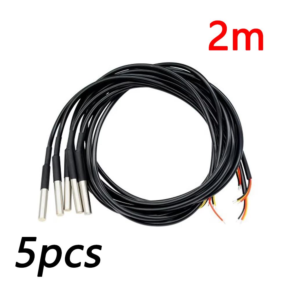 5/1pcs DS18B20 1M 2M 2.5M 3M Waterproof Cable Temperature Probe Waterproof Temperature Sensor DS18B20 Waterproof Cable