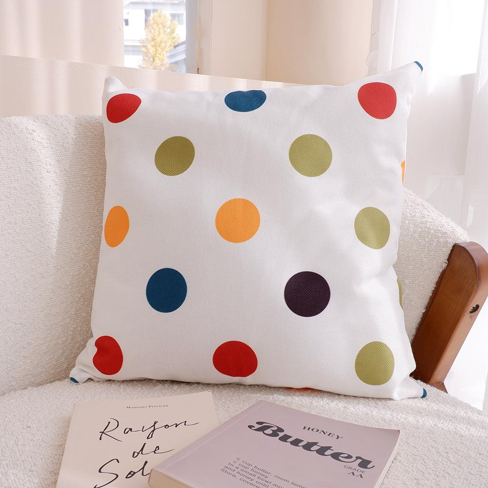 

Geometric Contrasting Linen Pillow Modern Minimalist Style Colorful Linen Pillow Case Sofa Model Room Decoration Backrest 45cm single-sided printed pillowcase