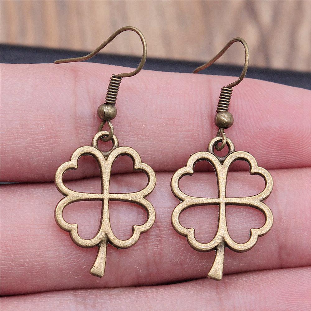 Drop & Dangle Earring Plant Four-Leaf Clover Cactus Vintage Jewelry SuppliesEarring Size 18x19mm QE021