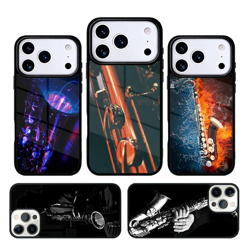 Saxophone Music Phone Case For iPhone 17 AIR 16 Pro Max 15 14 Pro 11 12 13 Shockproof Silicone Cover