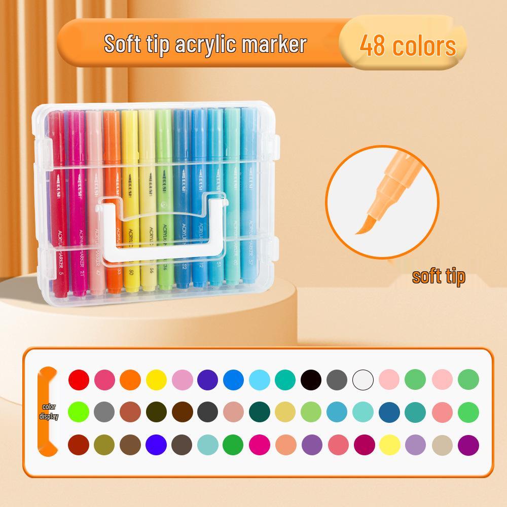 Stackable Colored Acrylic Marker Pens with Soft Head In Folding Box for Kids