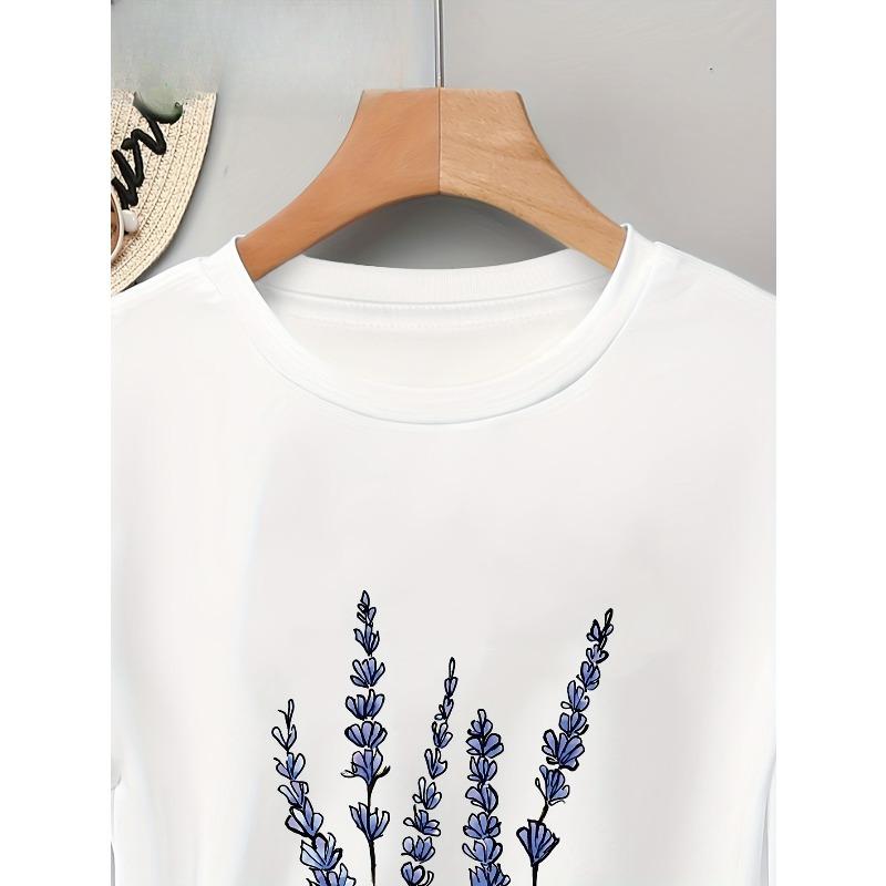 European Size Elegant Floral Print Women's  Short-Sleeve T-Shirt