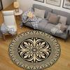 Trendy Round Greek Black Floor Rug, Non-Slip Floor Mat for Hallway