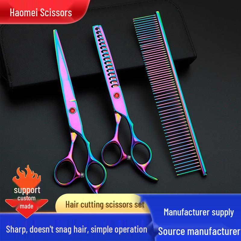 Purple 7-Inch Pet Grooming Scissors Set