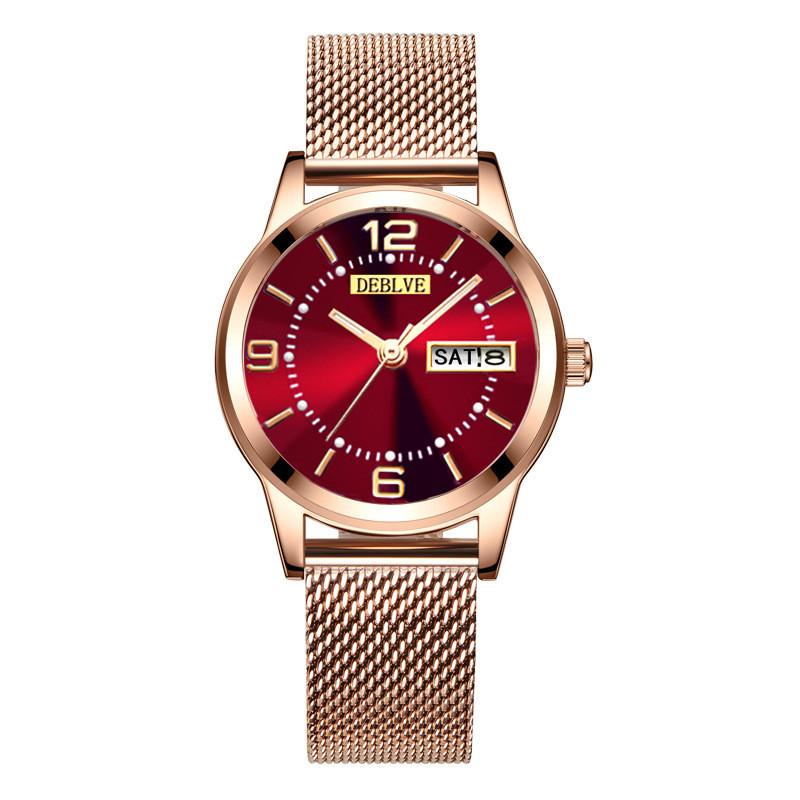 Ladies Watch Calendar Fashion Casual Alloy Steel Strap Quartz Watch