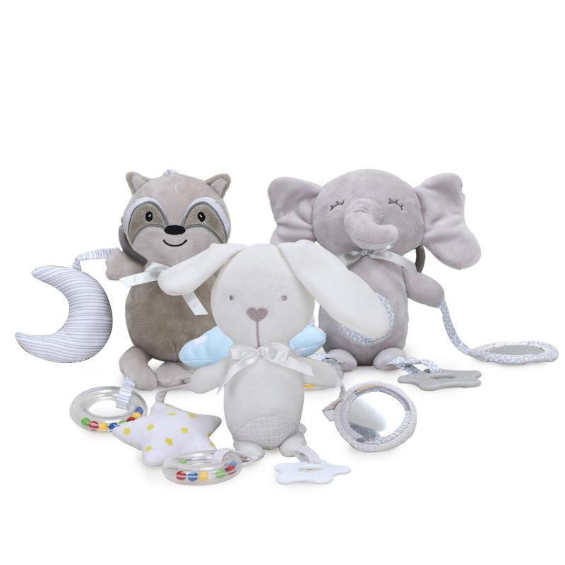 Soft Elephant Plush Bell Rattles Animal Handbells Rattles Plush Infant Baby Development Handle Toys Baby Toy for Newborn Gifts