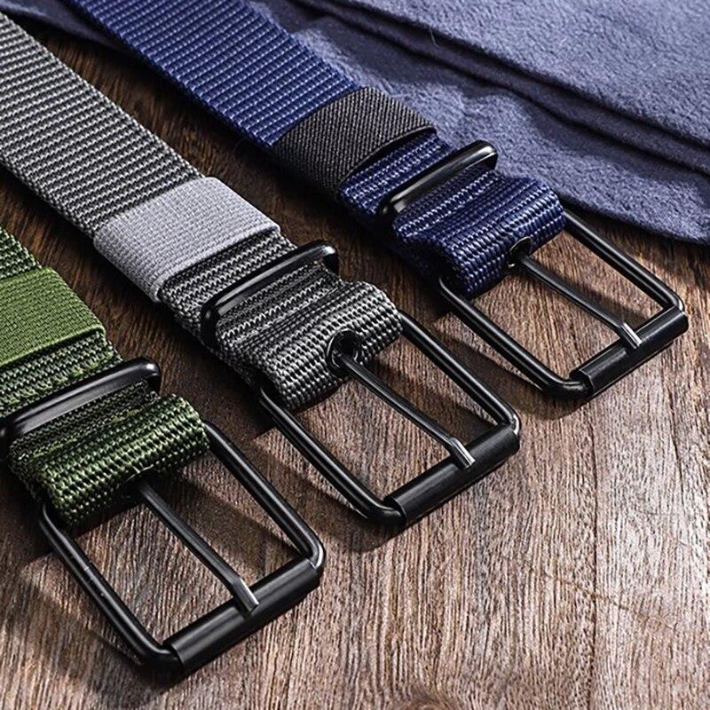 Unisex Breathable Canvas Belt with Pin Buckle, Nylon Webbing Belt for Outdoor Sports & Jeans, Trendy Belt for Men and Women