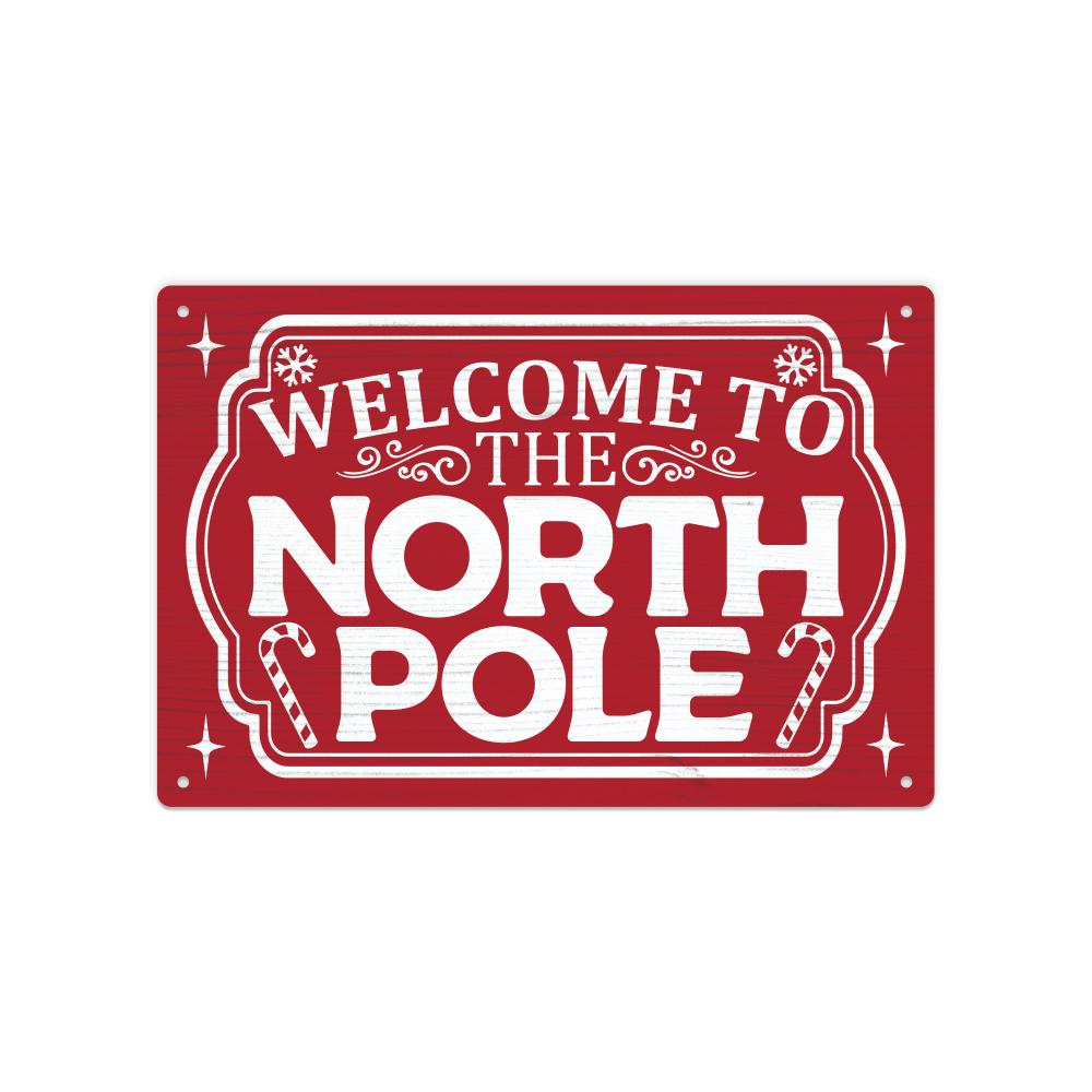 Putuo Decor pc Vintage Metal Tin Sign Hot Cocoa Welcome to the North Pole Santa Stop for Xmas Party Christmas Gift