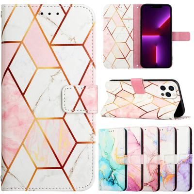 Ip 13 Mini Marble Leather Case For Iphone 13 12 11 Pro Max Iphon X Xs Xr 6 7 8 Plus Se Cases Wallet Card Holder Flip Phone Cover