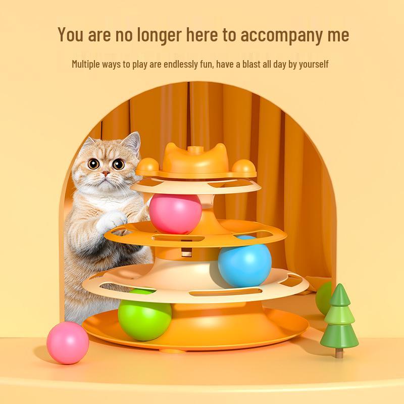 Cross-Border Cat Interactive Turntable Toy with Feather and Self-Amusement Ball