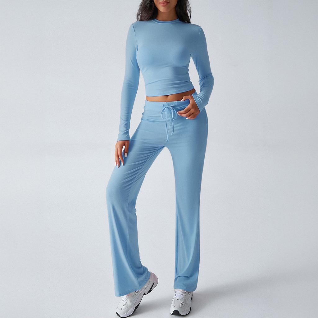 Autumn/winter Women's Y2K Casual Sports Style Slim Long Sleeve Top Lace-up Pants Suit