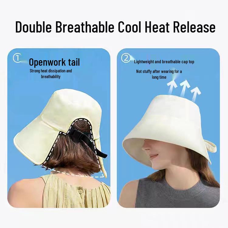 Women's Wide Brim Anti-UV Sun Hat with Ribbon & Ponytail Slot