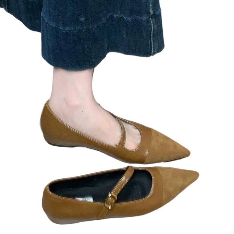 Móda Nový Styl Populární Špičaté Dámské Boty Mary Janes Módní Mělké Boty s Přezkou Dámské Ležérní Společenské Boty Nízký Podpatek Kožené Boty