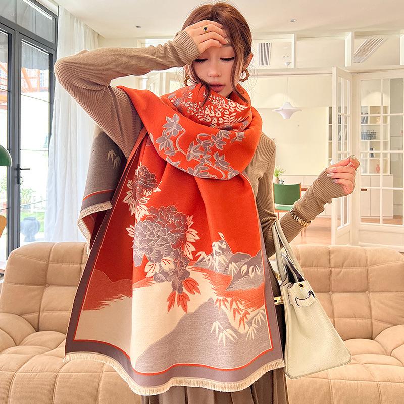 

Fashion Winter Print Scarf Headscarf Women Ladies Elegant Office Scarves Blanket Pashmina Mujer Femme Bufanda Thick Wrap Shawl One Size& 8Y