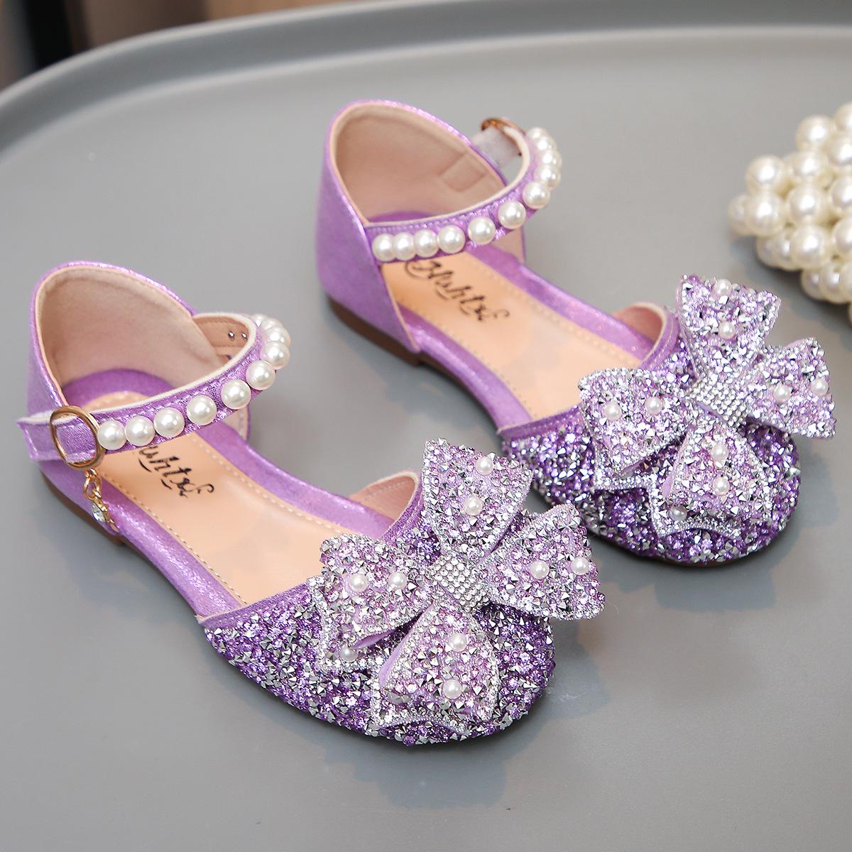 Girls  Trendy Summer Sandals with Pearl & Rhinestone Bow 24/15cm