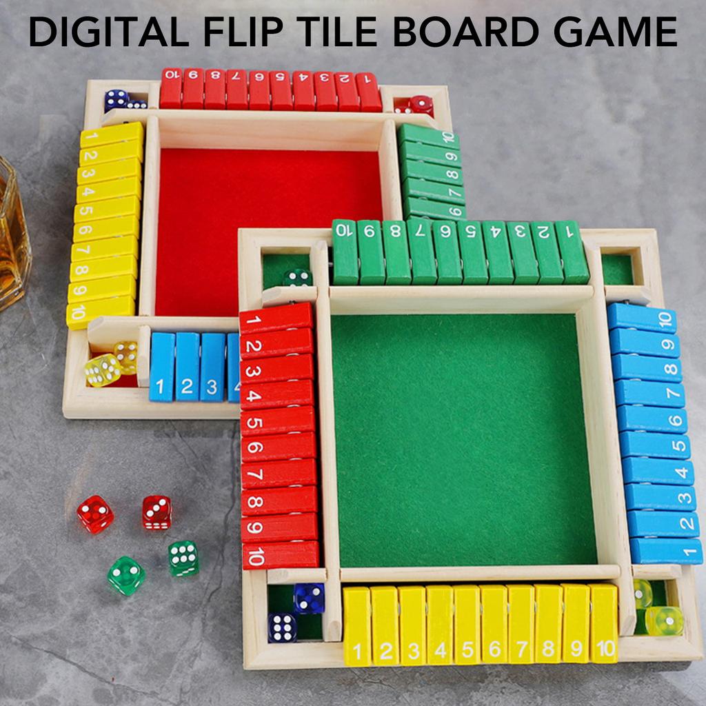 Wooden Dice Board Game Home Pub Holiday Party 4 Players Family Table Math Games for Adults Kids