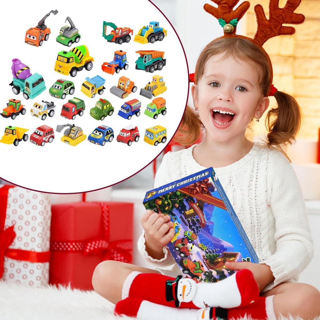 2025 Christmas Countdown Calendar 24 Days Adventure Calendar With Pull-Back Car For Kid Small Vehicle Model for Kids Gifts
