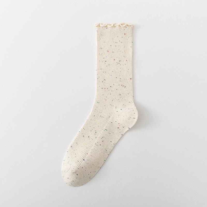 Women's Autumn New Line of Light Yarn Wood Ear Lace Everything In The Tube Pile Socks