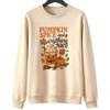 PUMPKIN SPICE and Everything NICE Retro Fall Sweatshirt Women Halloween Pumpkin Coffee Print Pullover Autumn Holiday Daily Wear