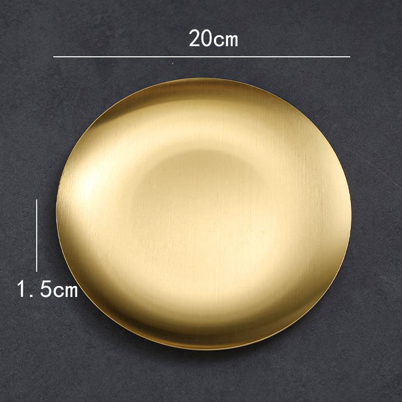 Korean Stainless Steel BBQ Gold Cutlery Round Plate