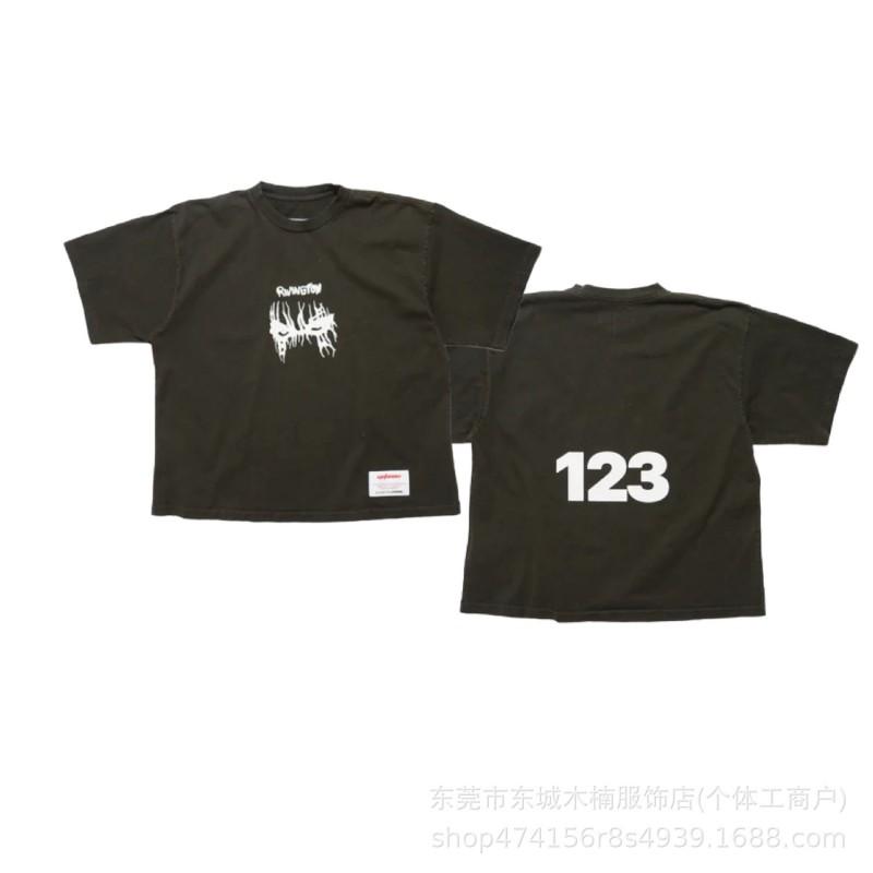 RRR123 Washed Vintage Streetwear Graphic Tee Unisex Loose Fit Cotton Short Sleeve T-Shirt
