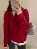 Herbst Winter Y2k Vintage Gestrickte Pullover Frauen Koreanischen Stil Casual Losse Zipper Solide Pullover Weibliche Streetwear Chic Kleidung