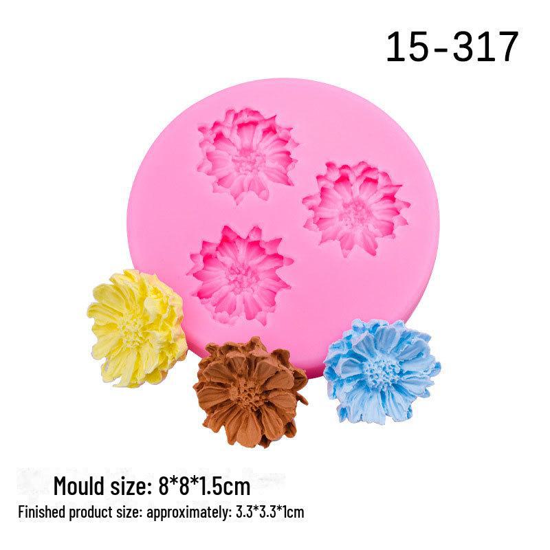 Peony Sunflower Chrysanthemum Cake Mold DIY Silicone Fondant Tool
