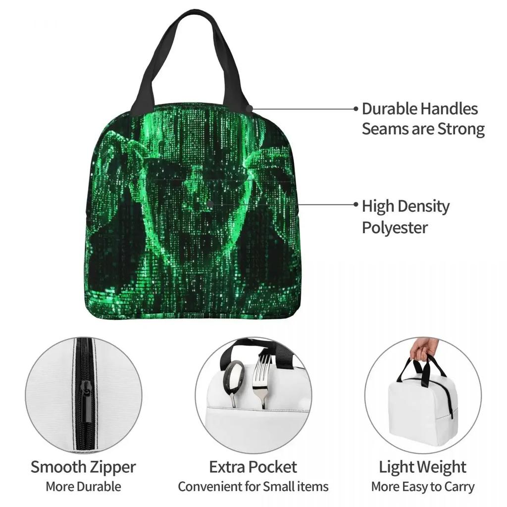 Grönt Mönster Kylväska Matlåda Film The Matrix Bergsklättring Värmeisolering Bärbar Matväska