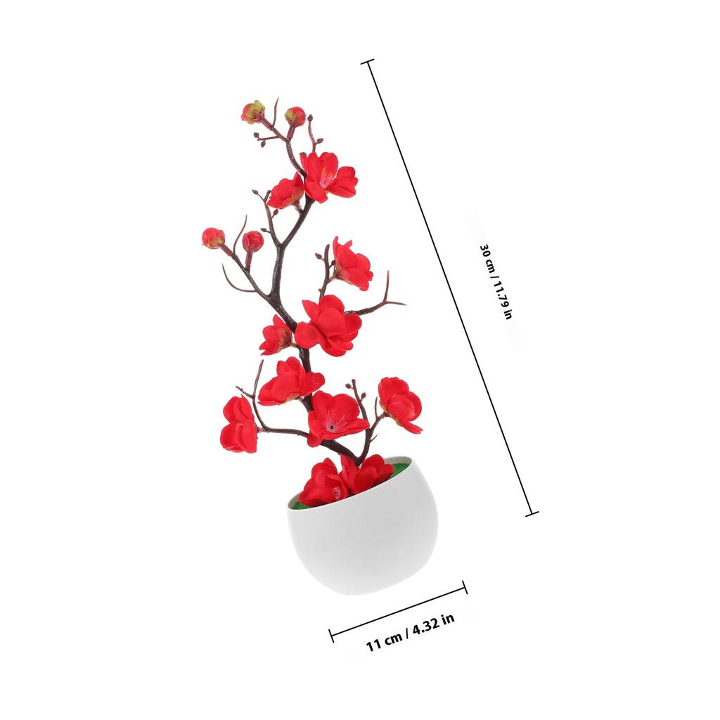 Realistic Artificial Plum Blossom Potted Flower Fade Proof Vibrant Colors Easy Arrange Low Maintenance Home Decor Office Space