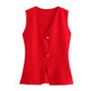 DAFIFY  Women's Fashion Casual Spring Fall Solid Color Print Sleeveless V-Neck Sweaters