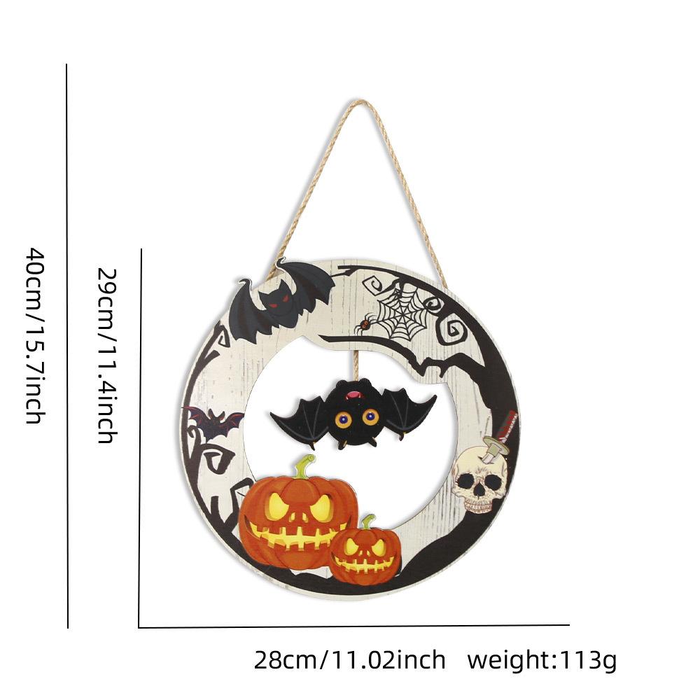 Halloween Wooden Hanging Sign Ghost Skull Pumpkin Bat Doorplate Decoration for Porch Decor Home Bar Room Halloween Decoration