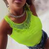 European and American summer solid color lace splicing vest top