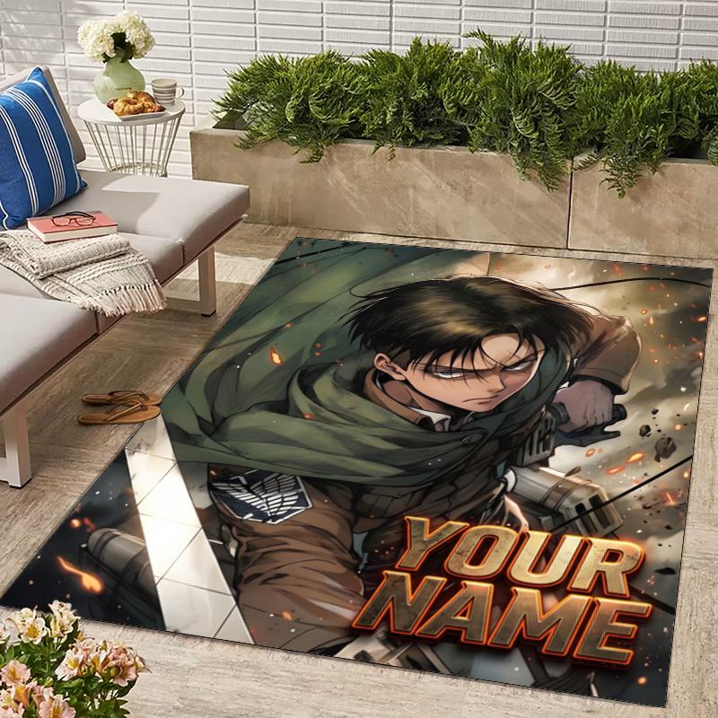 Attack on Titan Design Area Rug Personalized Name- Non-Slip, Soft & Cozy Floor Mat for Living Room, Office - Indoor/Outdoor Carpet