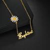 Atoztide Personalized Custom Name Jewelry Set Dripping Oil Flower Necklace Bracelet Earring Ring Stainless Steel for Women Gifts