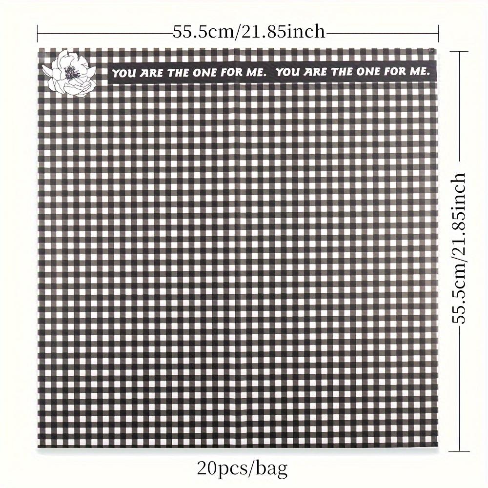

20 шт./упак. клетчатая водонепроницаемая упаковочная бумага для цветов ко Дню святого Валентина, упаковочная бумага для букетов цветов, материал для самостоятельной работы, флористическая упаковка для цветов чёрный