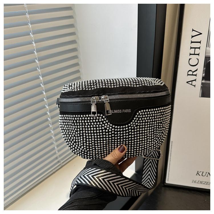 

2024 новая сумка модная и простая сумка через плечо со стразами сумка-седло сумка со стразами женская серебряный