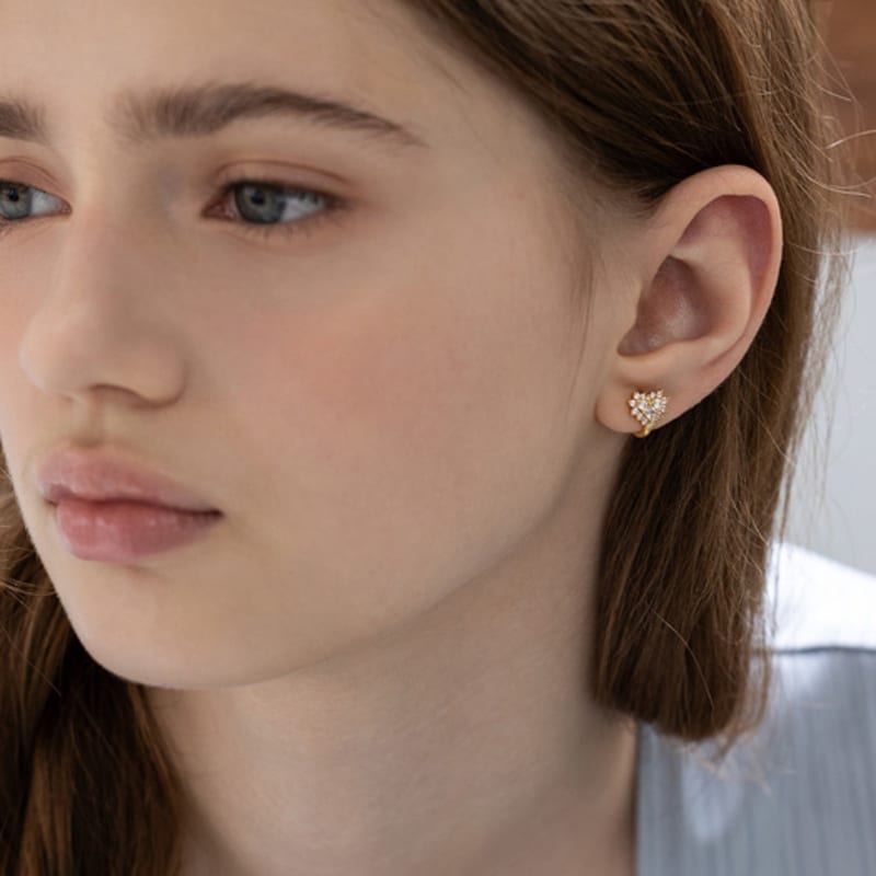 TATIANA (925 Silver) Oriel Heart Hoop Earrings EC3184