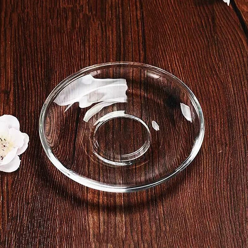 1Pcs Heat Resistant Glass Wax Catcher Tray Transparent Ruffled Edge Candle Drip Protector Reusable Candlestick Ring Holder