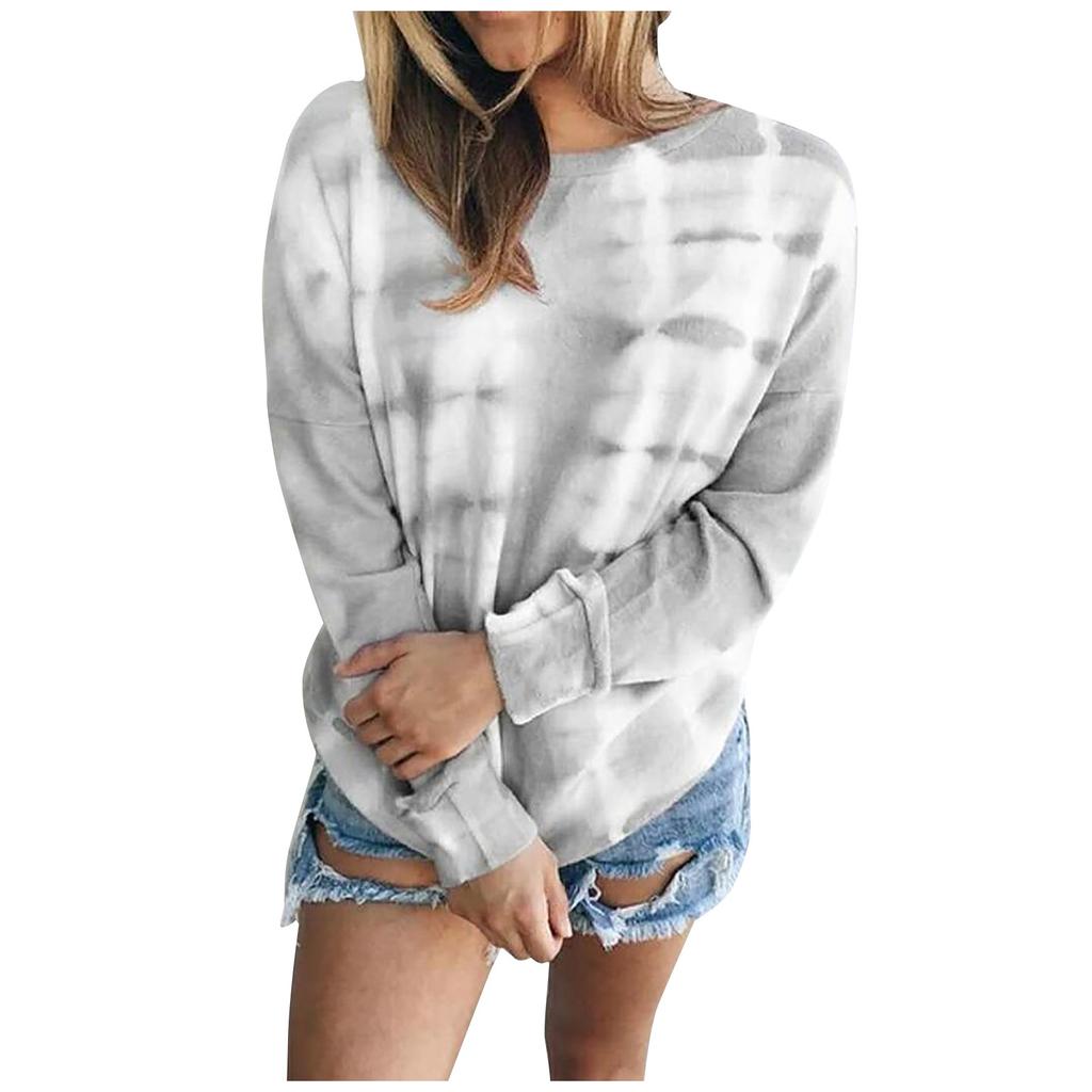 Women's Casual Contrast Color Long Sleeve Top Pullover Sweatshir