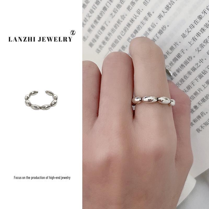 

Lan Zhi 925 Sterling Silver Retro Open Ring: Non-Fading Thai Silver with Unique Korean Design for Women Adjustable Open