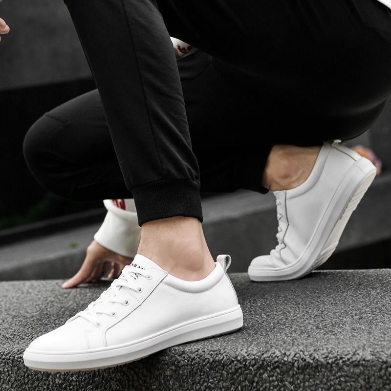 Pánské ležérní šněrovací tenisky, módní a pohodlné tenisky Ležérní pánská obuv z pravé kůže