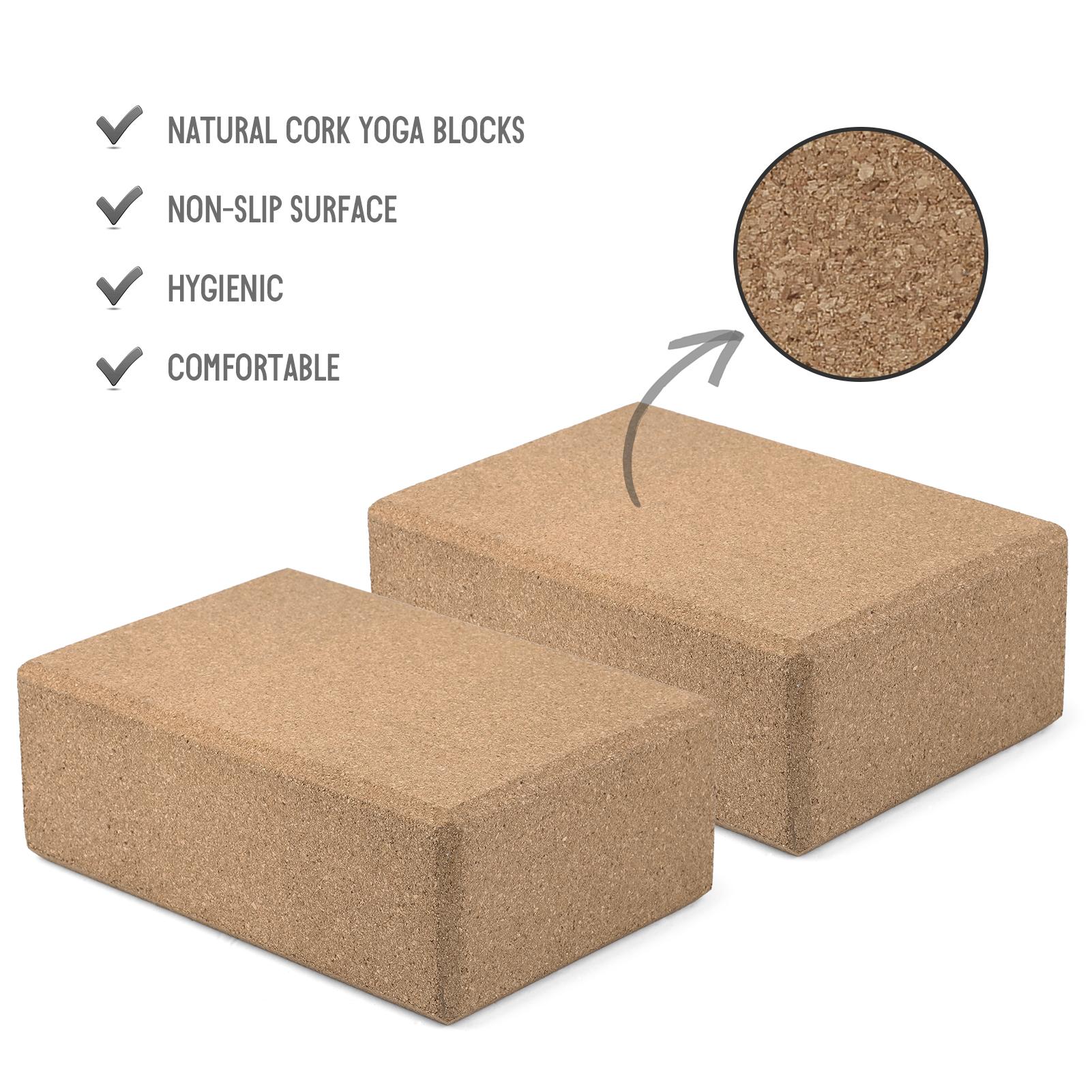 Wosawe Outdoor Sports Lixada 2 Pack Non Slip Cork Yoga Blocks And Yoga Strap Set Fitness Blocks For Yoga Pilates Fitness Training
