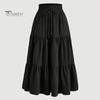 Gonna da Donna Stile Bohemien Elastico Vita Alta Coulisse Regolabile Gonna a Torta Tinta Unita A-Line Gonna Estiva