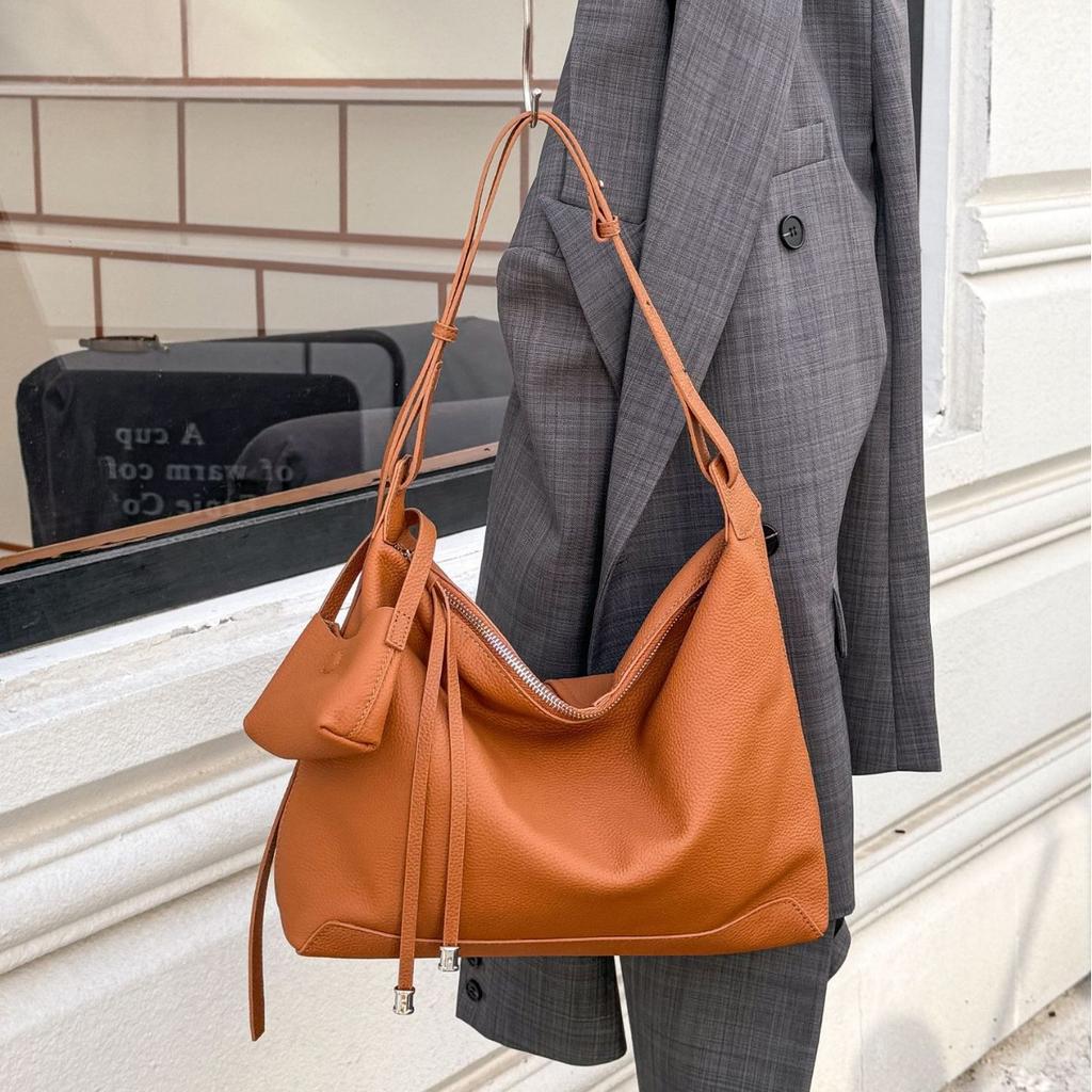 Geantă de umăr crossbody simplă și la modă din piele de vacă pentru femei, capacitate mare, geantă scoică, geantă din piele moale