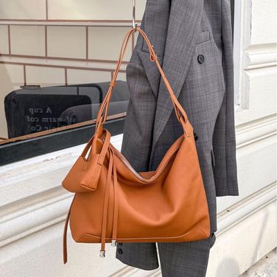 Cowhide Women's Shoulder Crossbody Simple and Fashionable Leather Bag Large Capacity Shell Bag Soft Leather Bag