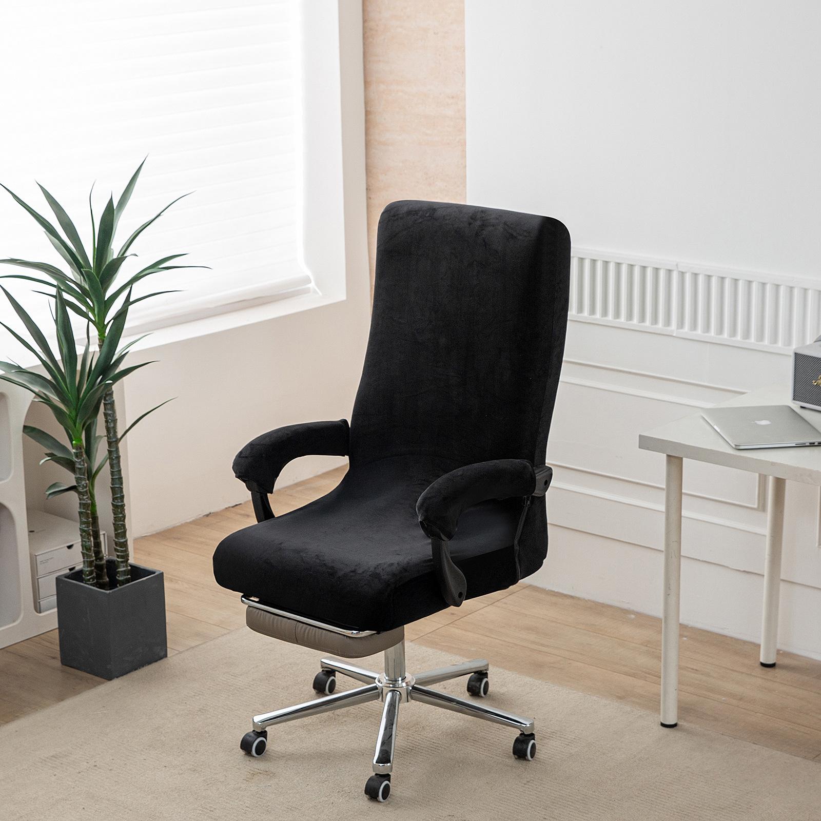 Утолщенный эластичный плюшевый чехол на кресло на молнии цельный моющийся чехол на кресло из флиса серебристая лиса чехол на кресло руководителя с чехлами на подлокотники One size 2500₽