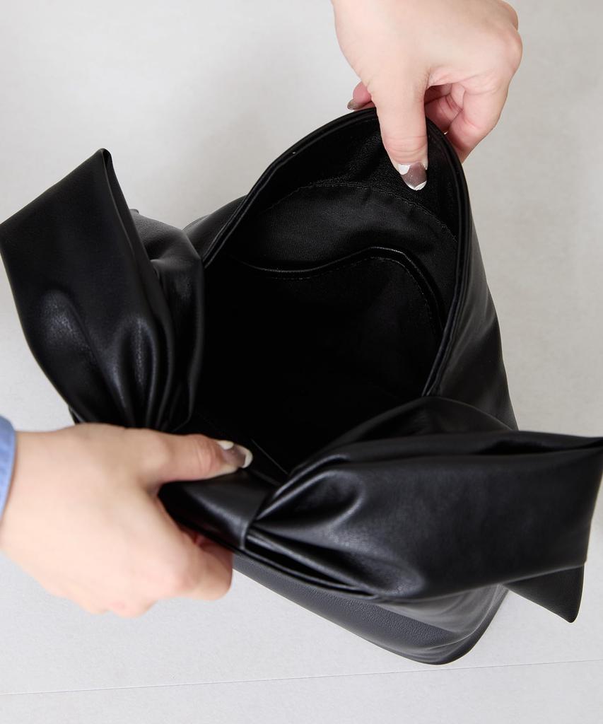 Big Ribbon Handbag [Oriental Traffic] / Women's BA-246 BLACK-FREE