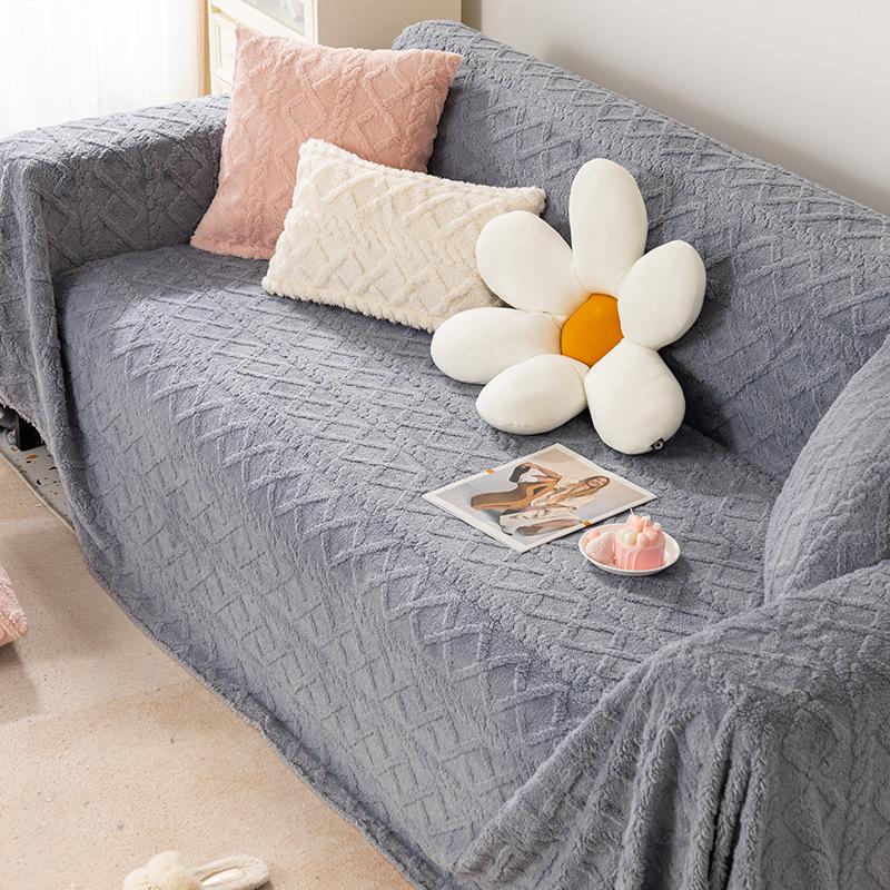 Plush Plain View Four Seasons Universal High-End Sofa All-Inclusive Universal Sofa Cushion Cover Cloth Sofa Towel Slipcover