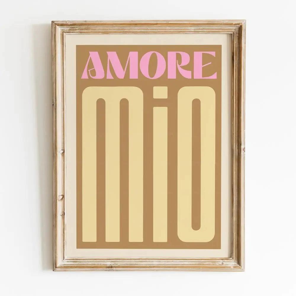 

Modern Colorful Print Amore Mio Poster Wall Art Love Canvas Painting For Living Room Home Decor Valentine’s Day Gift Idea 21cm×30cm NoFrame
